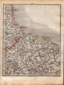 North Yorkshire Whitby Pickering John Cary’s Antique George III 1794 Map.