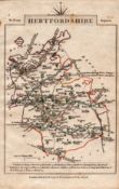 Hertfordshire John Cary’s 1792 Antique Coloured George III Engraved Map.