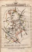 Bedfordshire John Cary’s c1791 Antique Coloured George III Engraved Map.