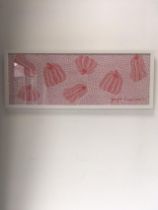 Yayoi Kusama (b 1929) Yayoi Kusama Pumpkins, Screen Print Red On White Cotton, Signed, Framed