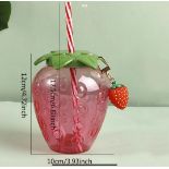 Strawberry Shaped Water Bottle With Straw