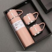 Vacuum Insulated Flask, 500ml Stainless Steel Thermo Bottle 2 Cups Leakproof Thermal Coffee Flas...