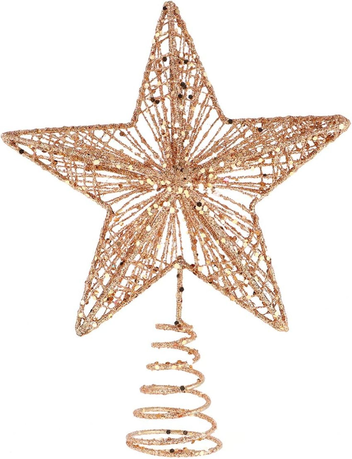 Christmas Tree Top Star Iron Rose Gold Star Christmas Tree Topper Glitter Star Decoration Ornamen... - Bild 2 aus 3