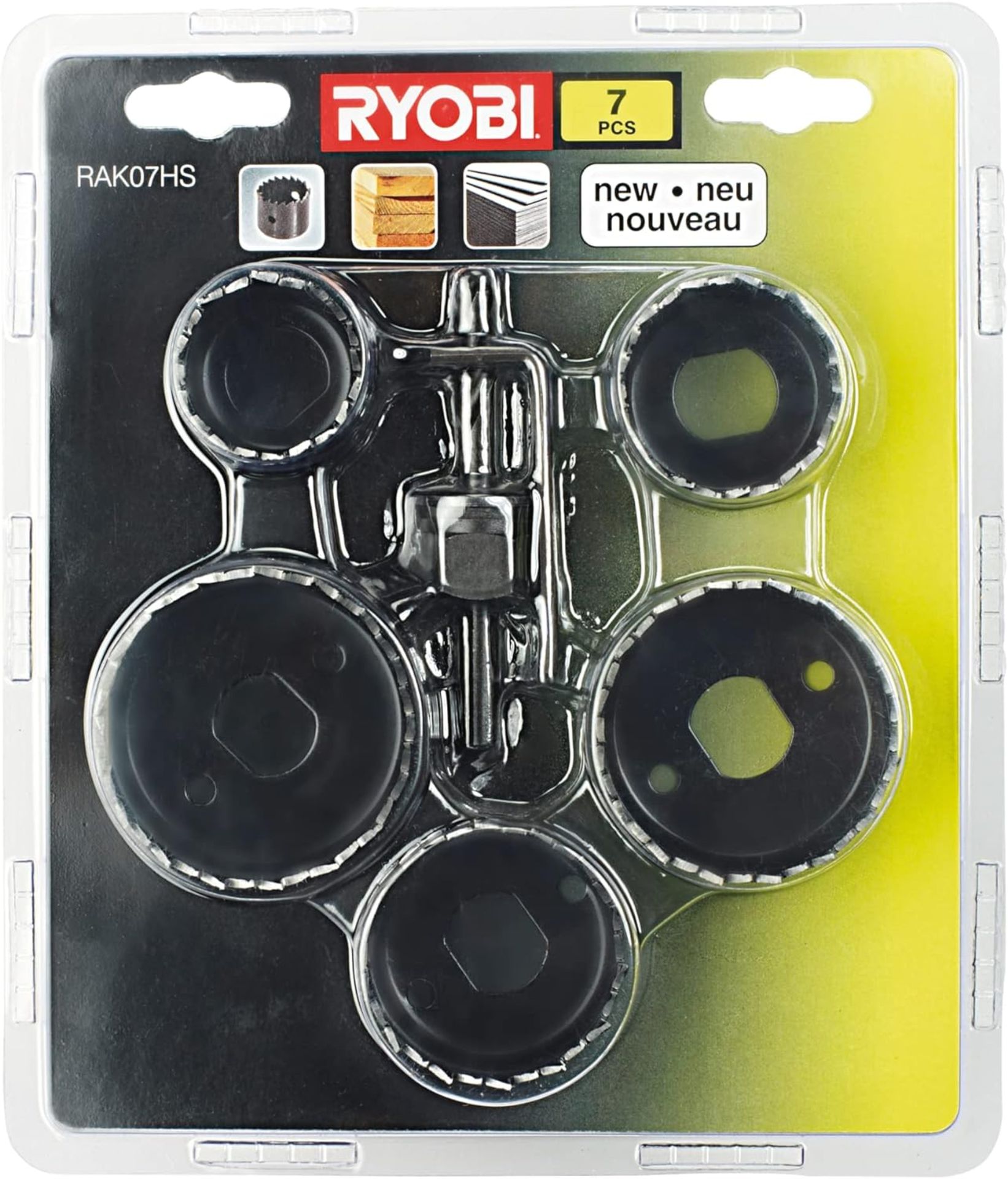 Ryobi RAK07HS Hole Saw Kit, 7 Piece, Black