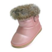 Baby Girls Soft Leather Booties Winter Snow Boots Kids Cute PU Warm Fur Outdoor Boots Size 6