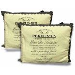 4 x Vintage Perfume Cream/Grey 'Eau De Toilette' Cushions - 40cm RRP 108.00