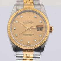 Rolex / Date just 16233 Champagne Dial 36 mm 10P Diamond 1991 Jubilee Bracelet