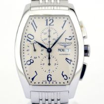 Longines / Longines Evidenza XL 56 mm Chronograph Day Date - Gentlemen's Steel Wristwatch