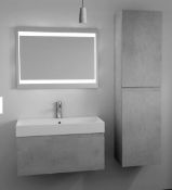 Brand New Boxed Bathstore Mino 500mm Basin & Wall Mounted Vanity Unit - Concrete RRP £220 **No VA...