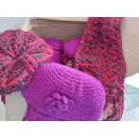 Bag of mixed childrens hats, scarves and gloves