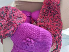 Bag of mixed childrens hats, scarves and gloves