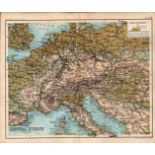 Central Europe & Malta Double Sided Victorian Antique 1896 Map.