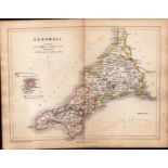 Antique Railway Map of Cornwall Drawn & Engraved by John Emslie.