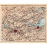 Central Scotland Double Sided Coloured Victorian 1896 Map.