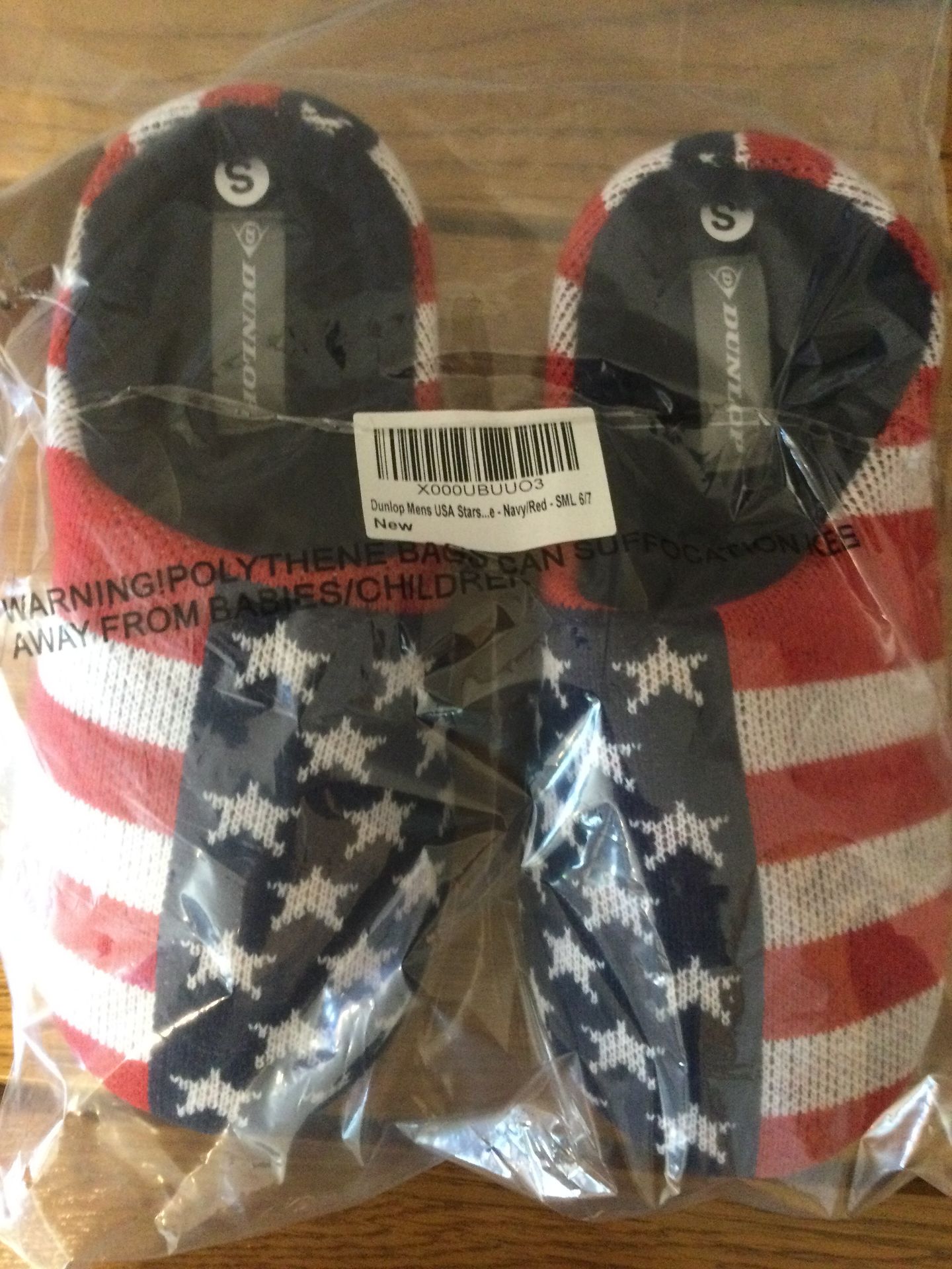 Job Lot 10 x Pairs Men's Dunlop, “USA Stars and Stripes” Memory Foam, Mule Slippers, Size S (6/7) - Image 5 of 6
