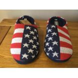 Job Lot 10 x Pairs Men's Dunlop, “USA Stars and Stripes” Memory Foam, Mule Slippers, Size S (6/7)