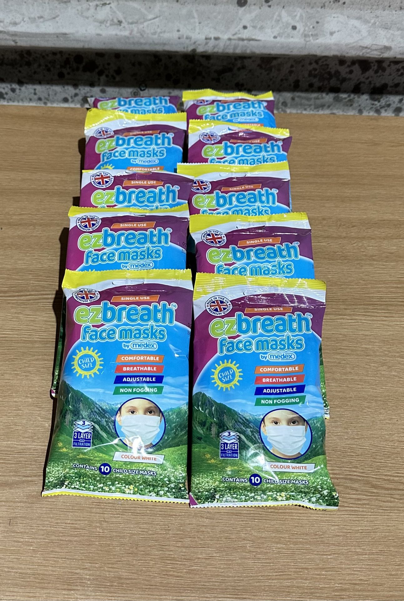 X10 Packs Ezbreath Face Masks. RRP £20. Grade A