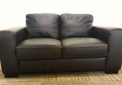 Italian Black Chunky Sofa In Pu Leather. 2 Seater. RRP £1299