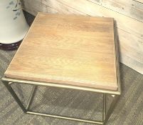 Solid Oak Wood and Metal Designer Side Table In Antique Grey 30cm x 30cm x 30cm. RRP £299