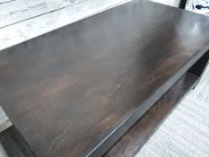 Solid Wooden Ebonised Black Coffee Centre Table 110cm x 60cm x 46cm Tall. RRP £399