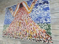 Original Large Oil Painting Erotic Art Canvas, Artist Unknown. 1.16m x 82cm. Est Value £499