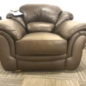 Real Leather Large Quality Arm Chair In Brown Genuine Leather. 118cm x 86cm x 99cm. RRP £999