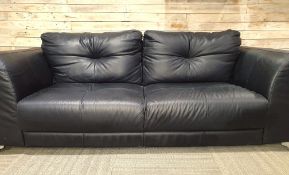 Large Italian Black 3 Seater Sofa With Metal Legs Pu Leather. RRP £1299