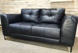 Italian Black Pu Leather Sofa With Black Metal Legs RRP £1299