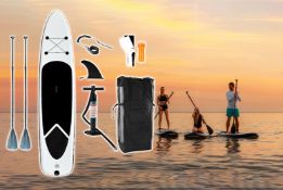 Large 2-Person Inflatable Paddle Board w/ Accessories - Black