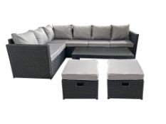 5 x 8-Seater Gunnersbury Rattan Sofa Set - Black