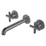 Manufacturer Code BE23011PG. Aquaflow 3 Tap Hole Wall Mounted Bath Mixer Brushed Steel