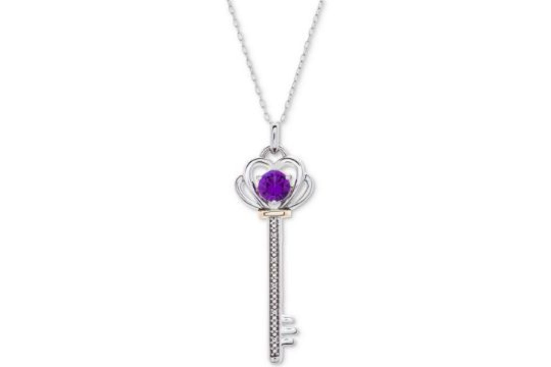 10 x Gem Stone King 925 Sterling Silver Purple Amethyst Heart Key Pendant Necklace RRP £19.99 ea
