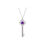 10 x Gem Stone King 925 Sterling Silver Purple Amethyst Heart Key Pendant Necklace RRP £19.99 ea
