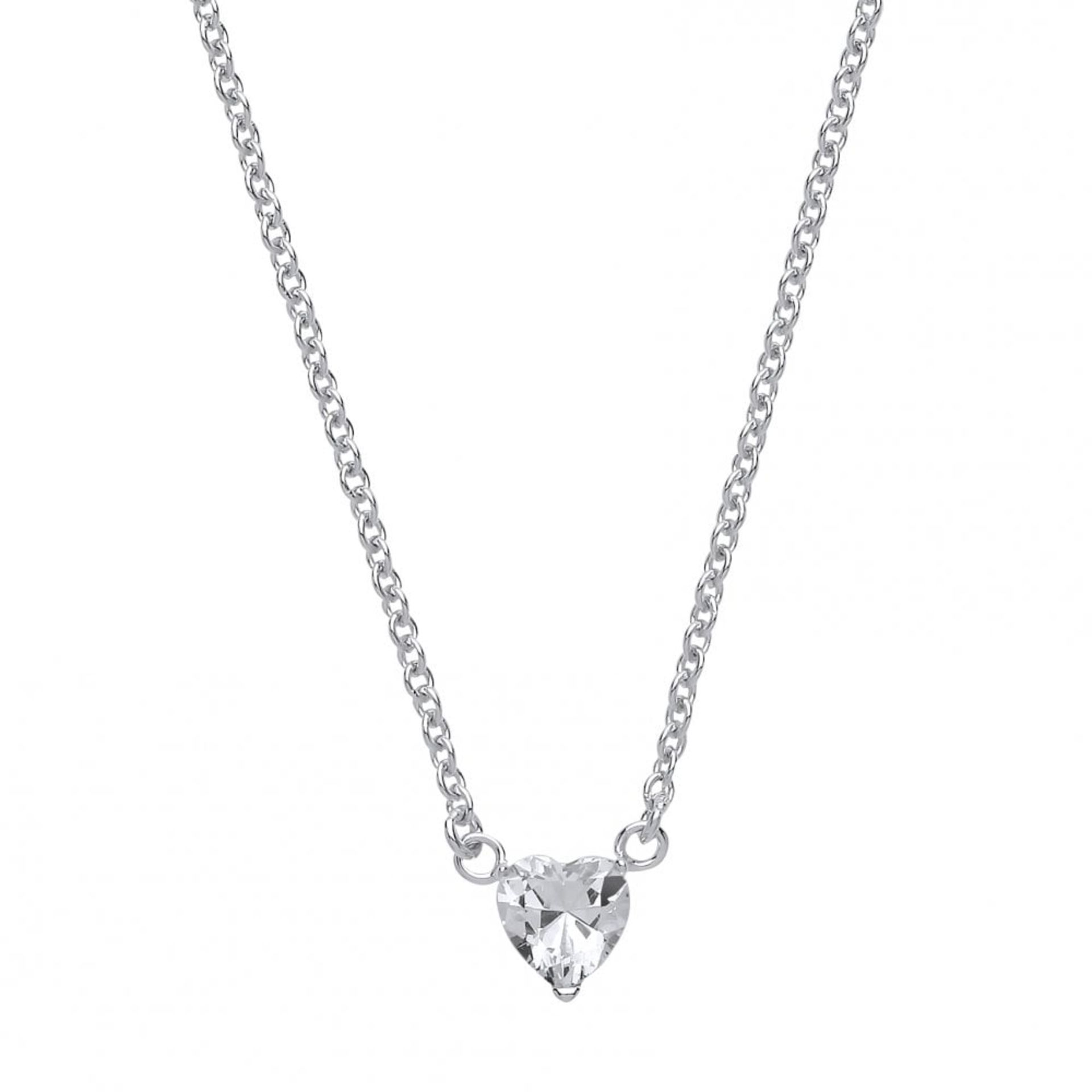 10 x White Cubic Zirconia Claw Set Heart Shaped Pendant With Necklace RRP £39.00