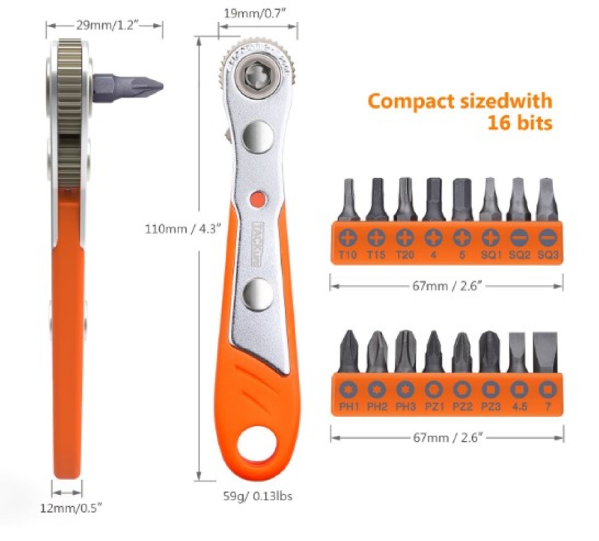 17 Pcs Mini Ratchet Screwdriver with 1/4” Drive