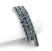 Brand New - 14K White Gold Tennis Bracelet - 4.36ct Sapphires - Blue Green Gems