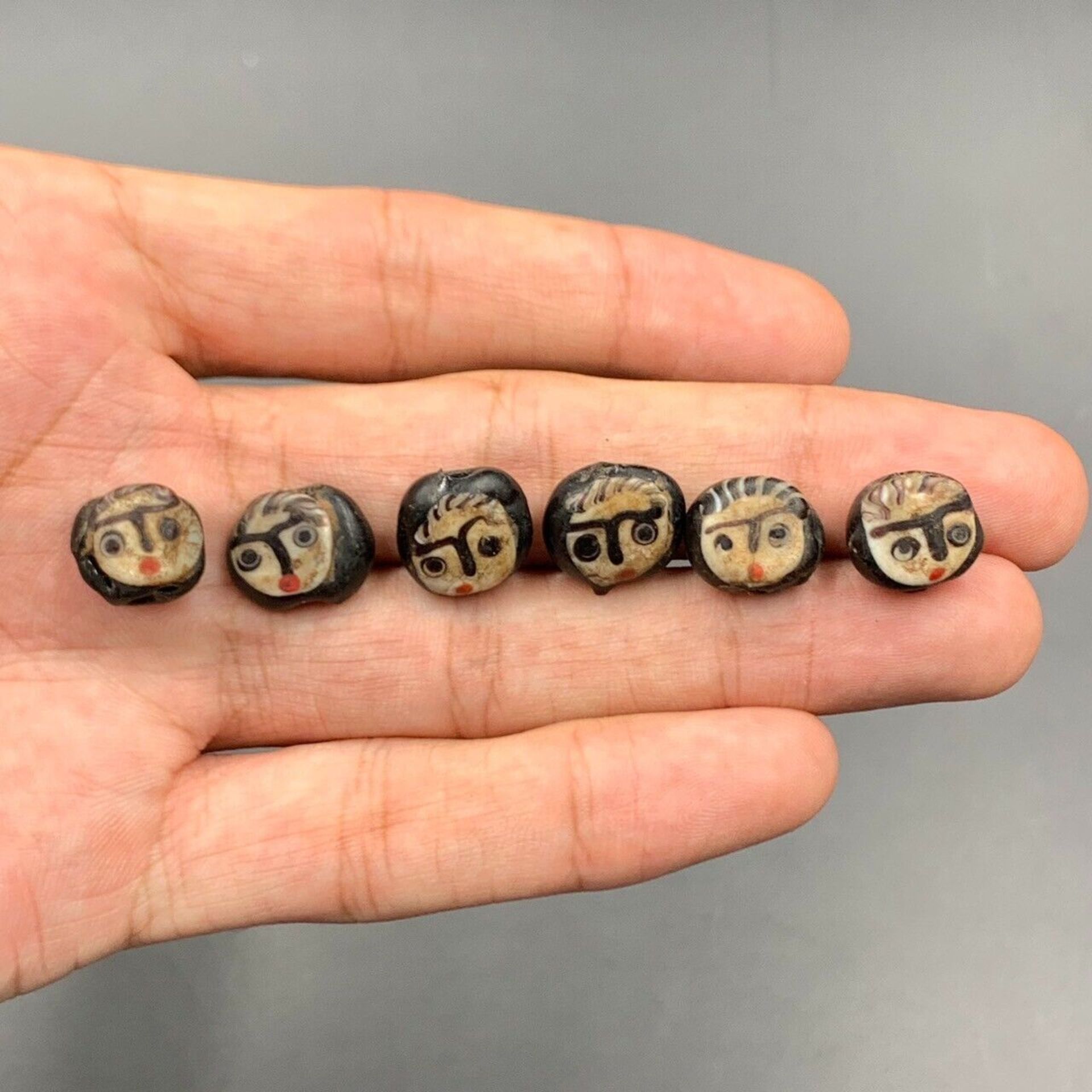 Ancient Old Roman Antique Face Beads, 6 Antique Old Face Beads For Collection - Image 4 of 4