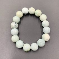 Natural Hand Carved Beautiful Jadeite Beads Bracelet