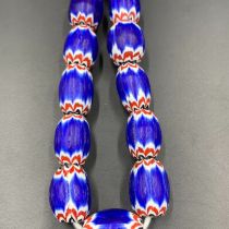 Chevron Style Glass Beads, Blue Chevron Collectible Beads