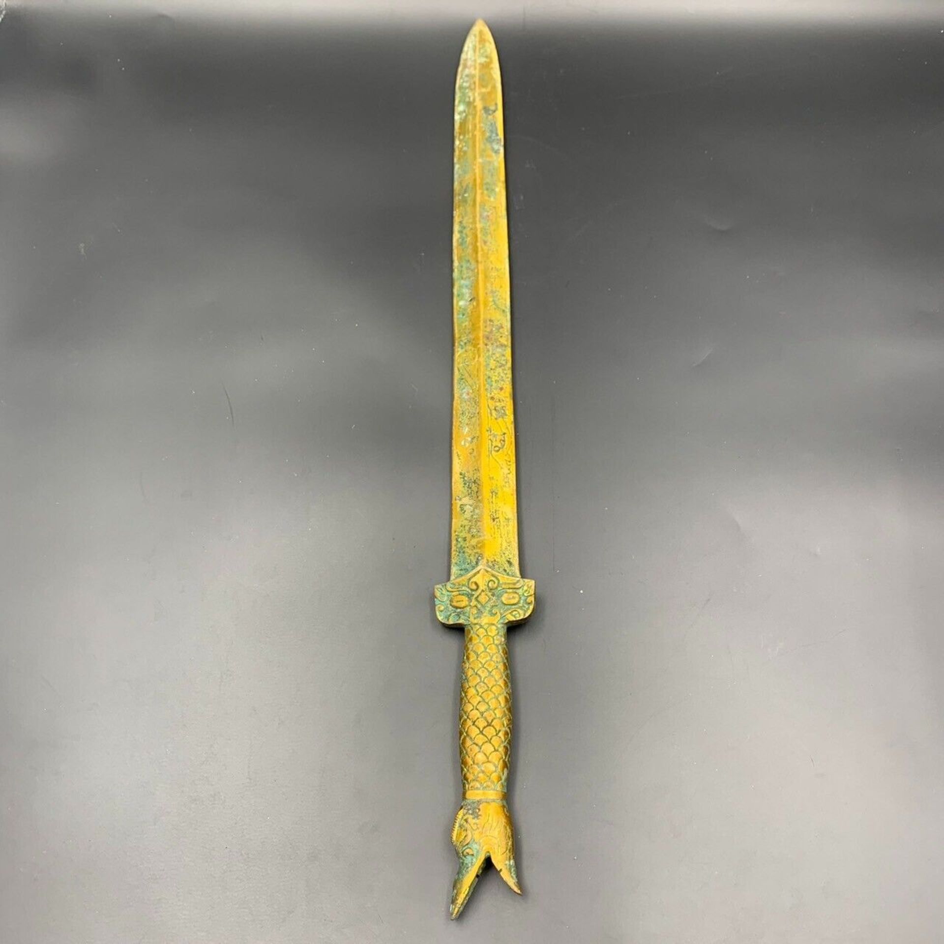 Wonderful Antique Asian Gold Gilding Bronze Large Handcrafted Sword, 60.5 CM - Image 2 of 6