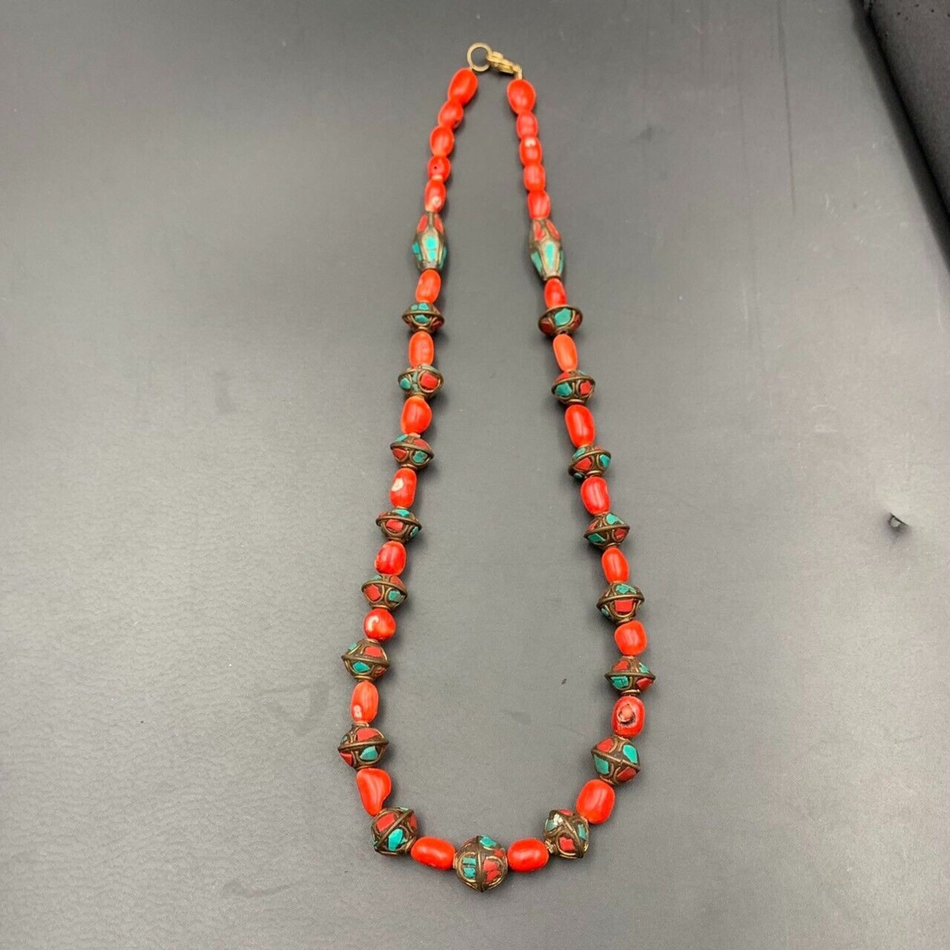 Awesome Natural Dyed Coral With Nepalese Handmade Vintage Beads Necklace. - Image 4 of 5