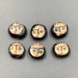 Ancient Old Roman Antique Face Beads, 6 Antique Old Face Beads For Collection