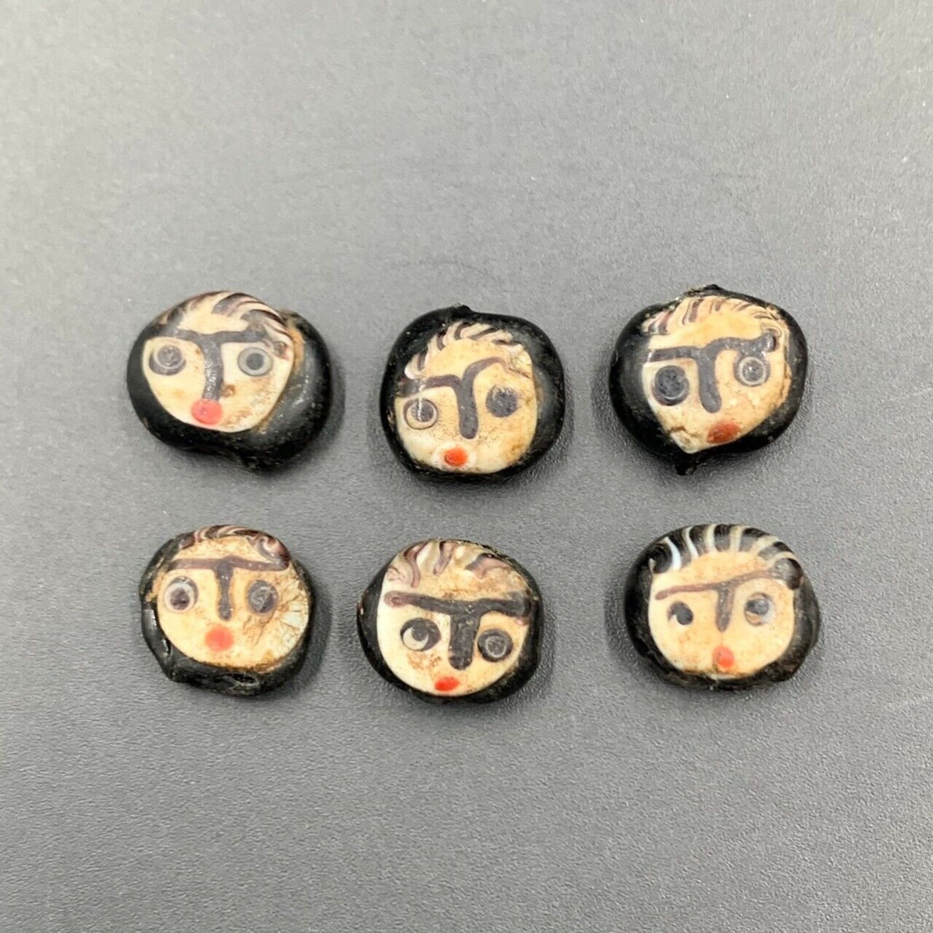 Ancient Old Roman Antique Face Beads, 6 Antique Old Face Beads For Collection - Image 3 of 4