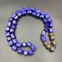 Incredible Natural Lapis Lazuli Long Cube Shape Beads Necklace
