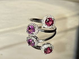 Beautiful Natural Spinel Ring With Diamonds And 18k Gold