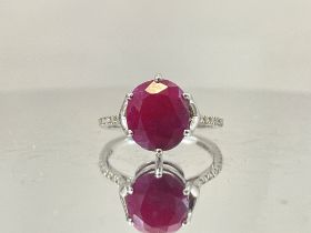 Natural Burma Ruby Unheated/Untreated 6.19 Ct With Natural Diamonds & 18k Gold