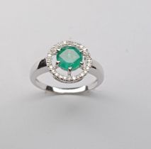 Beautiful Natural Emerald Ring With Natural Diamonds And 18k Gold