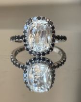 Beautiful 3.15CT Natural Ceylon White Sapphire W Natural Diamonds & 18k Gold