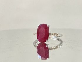 Natural Burma Ruby 3.26 CT With Natural Diamonds & 18k Gold