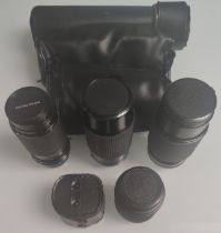 A Collection of 5 X Camera Lenses. Tokina – Pentacon – MNK – Vivitar Etc.